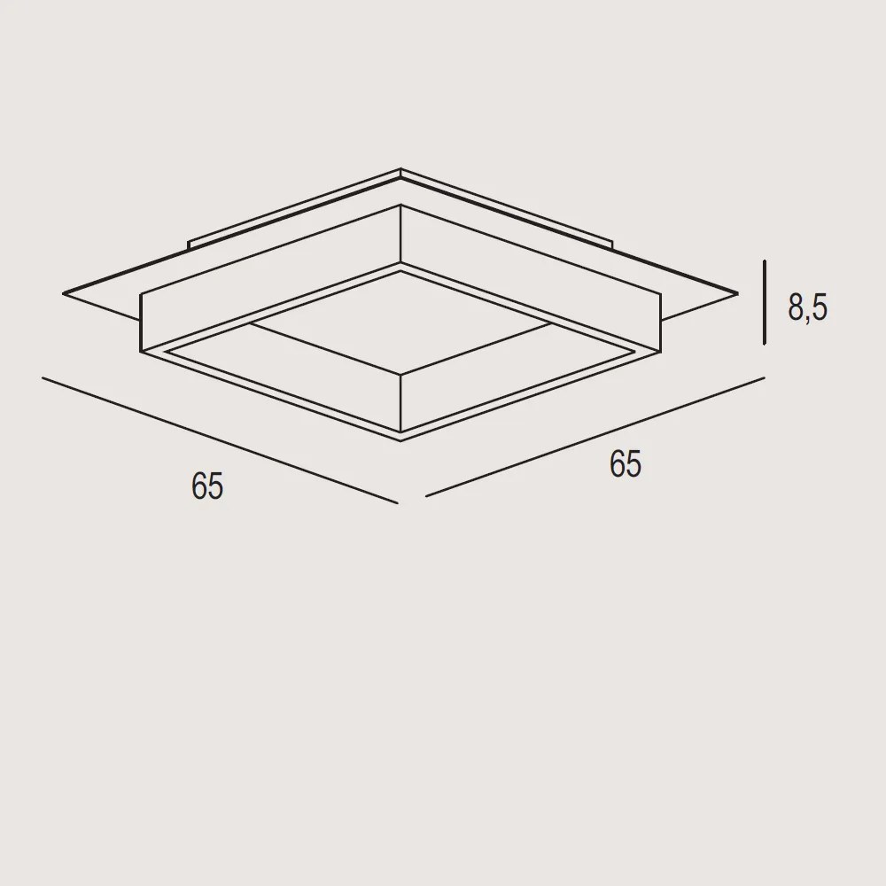 Plafoniera Contemporanea Square Metallo Oro Opaco Led 48W