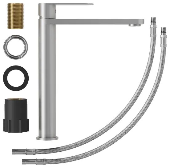 BATH DELUXE 28-027-02-71-02 -Rubinetto del lavandino TARNBY 27,3 cm pettinato acciaio inossidabile