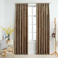 Tende Oscuranti con Ganci 2 pz Beige in Velluto 140x245 cm 134510