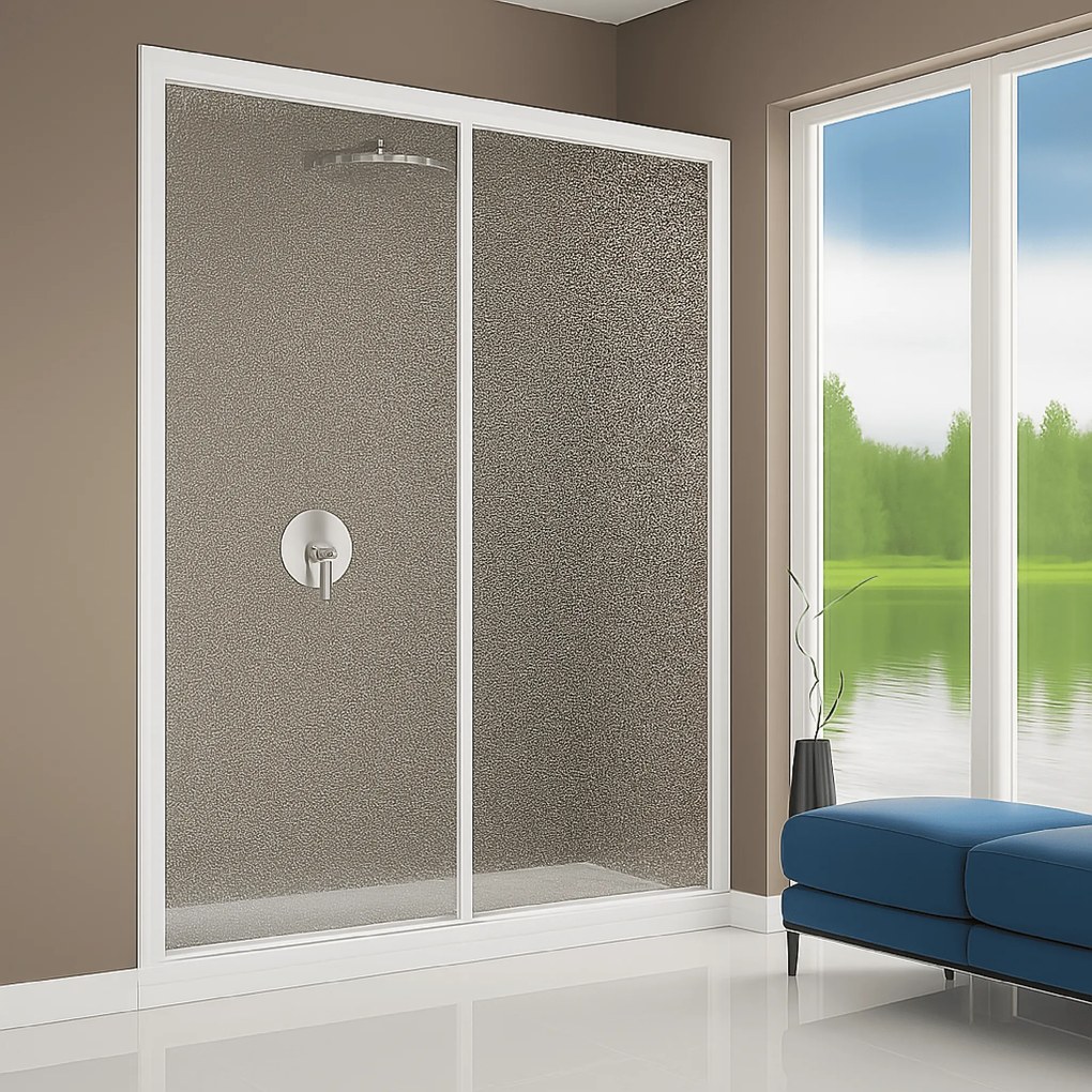 Box Doccia Scorrevole Est.136/141 Cm Giava "Smeralda" Bianco/Acrilico Bollicine