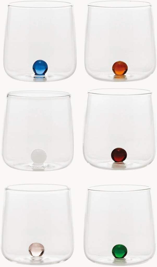 Set di 6 bicchieri in vetro borosilicato fatti a mano Bilia