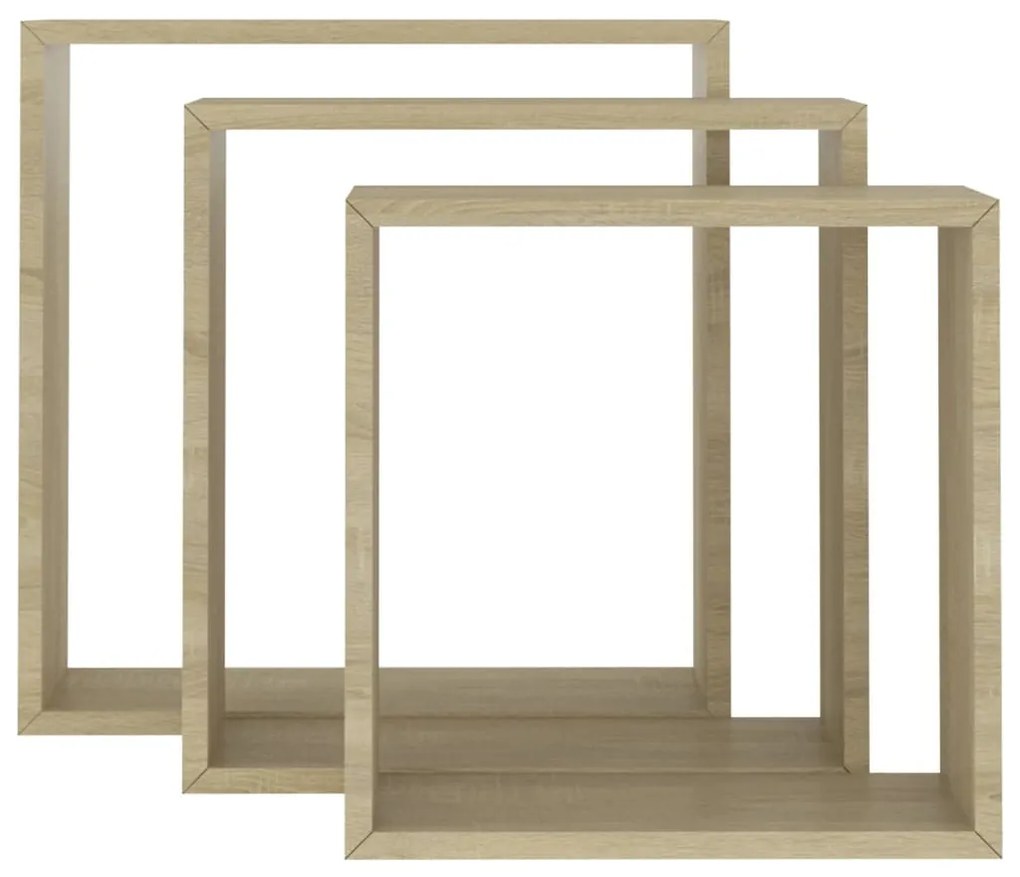 Mensole a cubo 3 pz rovere sonoma