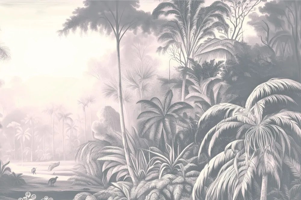 Carta da parati – Alberi tropicali con tocco vintage