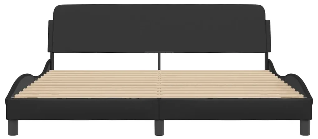 Giroletto con testiera nero 180x200 cm in similpelle