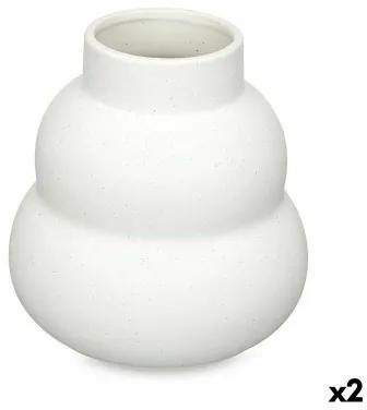 Vaso Bianco Dolomite 19 x 21 x 19 cm (2 Unità) Onde