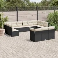 Set Divani da Giardino 13pz con Cuscini Nero in Polyrattancod mxl 112036