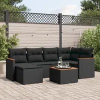 Set Divani da Giardino con Cuscini 7pz Nero Polyrattancod mxl 113075