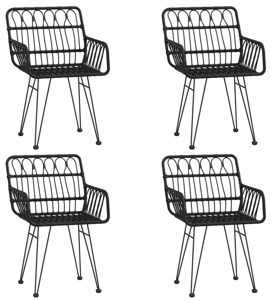 Set da pranzo da giardino 5 pz nero in polyrattan