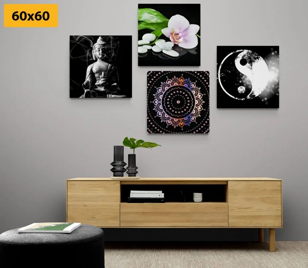 Set di quadri – Feng Shui su sfondo nero