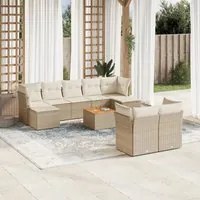 Set Divano da Giardino 10 pz con Cuscini Beige in Polyrattan 3223874