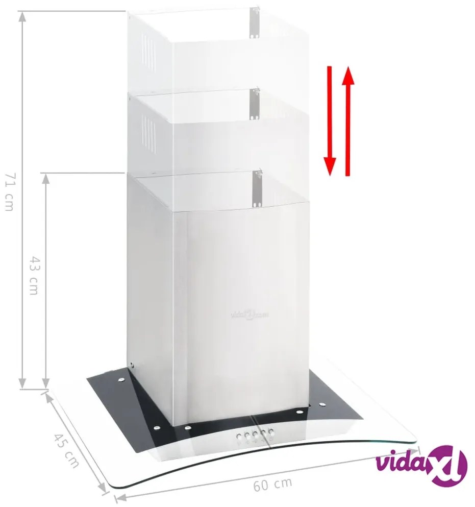 vidaXL Cappa Aspirante a Muro 60 cm Acciaio Inossidabile 756 m³/h LED