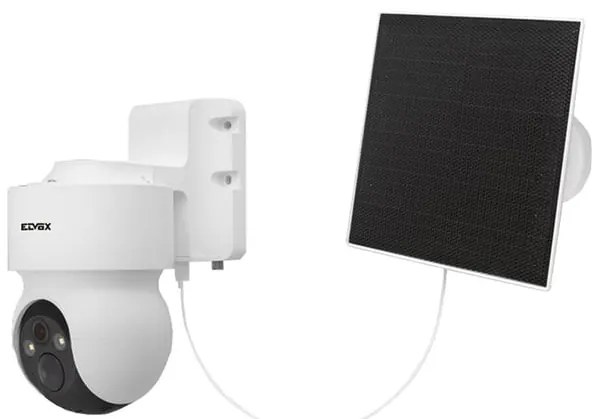 Telecamera di videosorveglianza da esterno senza fili connessa ELVOX VIMAR Tlc PT 4G LTE 3Mpx con pannello solare 98°, bianco