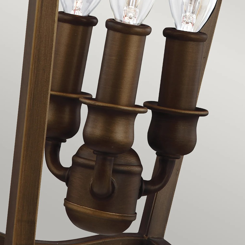 Lampadario Contemporaneo Yarmouth Acciaio Ottone Antico Verniciato 3 Luci E14