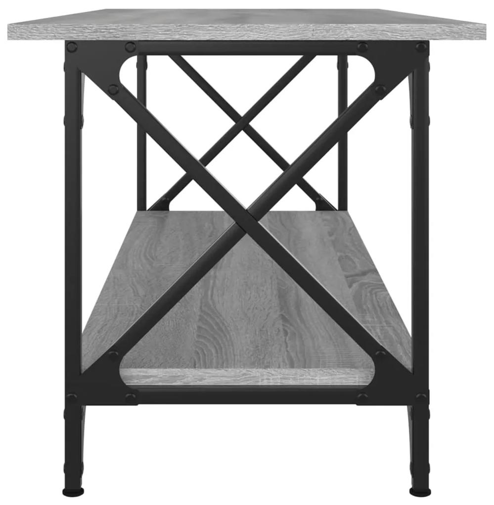 Tavolino grigio sonoma 100x45x45cm in legno multistrato e ferro