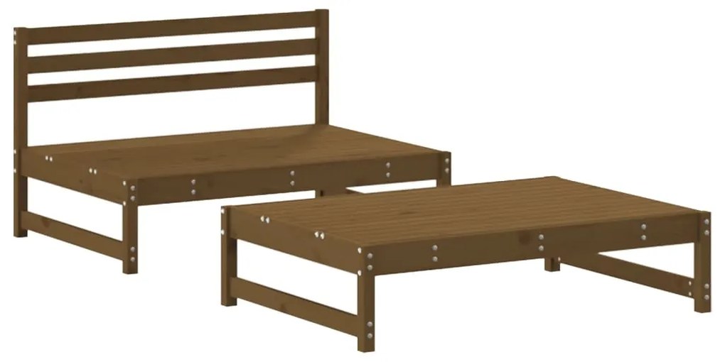 Set Divani da Giardino 2 pz con Cuscini in Legno Massello Miele