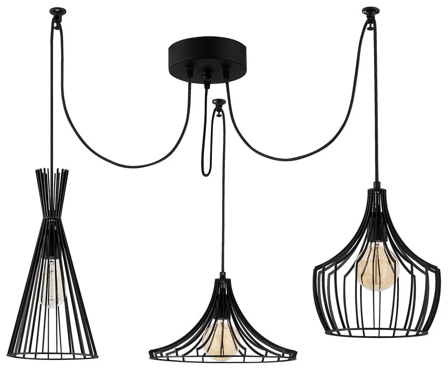 Lampadario nero con paralume in metallo Mezopotamya – Opviq lights