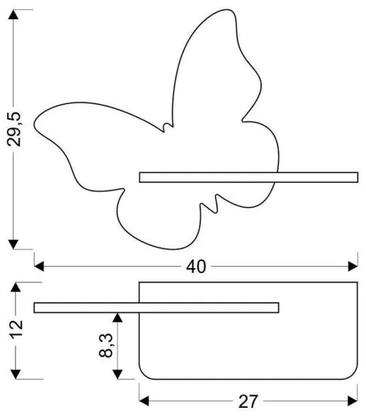 Applique LED per bambini con mensola FARFALLA LED/5W/230V rosa/legno