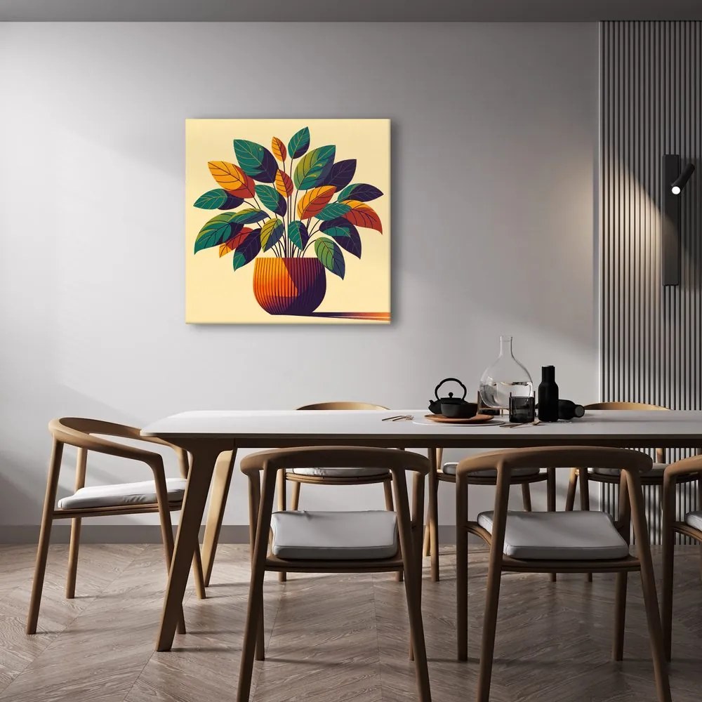 Quadro su tela – Foglie tropicali in toni caldi