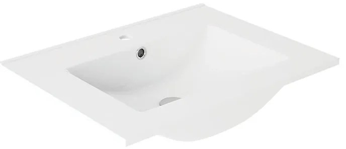 Lavabo integrale rettangolare vasca centrale Flat L 61 x H 18 x P 46 cm in ceramica bianco lucido