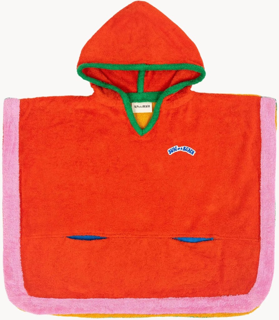 Poncho per bambini in cotone Multi Orange