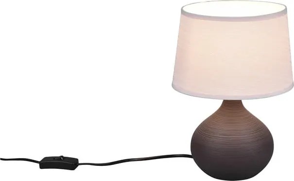 Lampada da tavolo marrone scuro in ceramica e tessuto, altezza 29 cm Martin - Trio