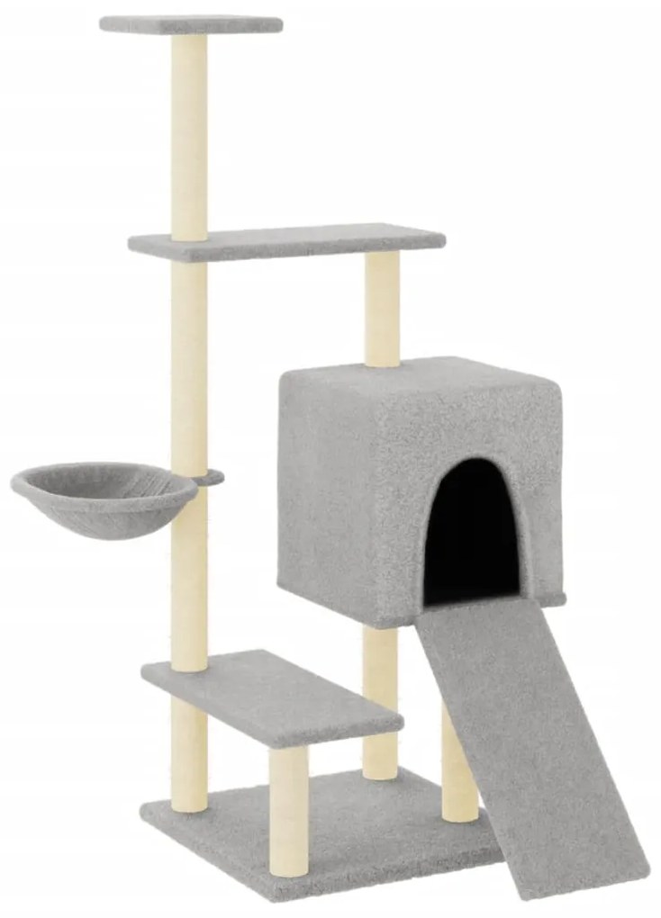 Albero per gatti con tiragraffi in sisal grigio chiaro 130,5 cm