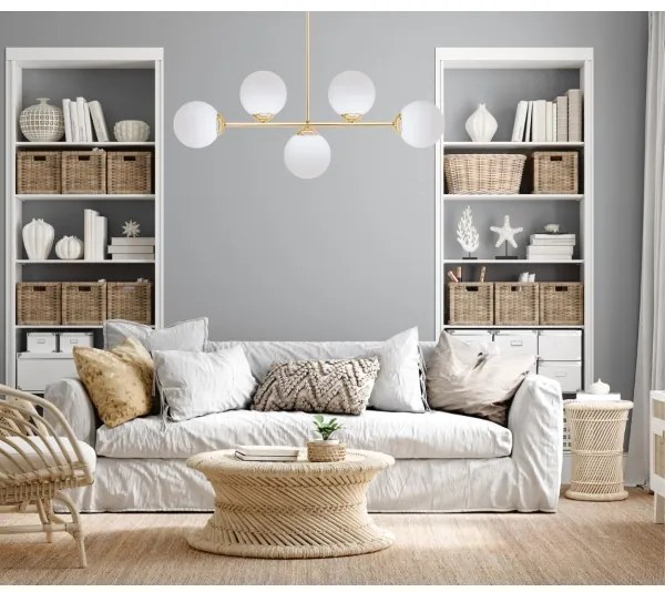 Lampadario a sospensione con supporto rigido FIRA 5xE27/60W/230V oro