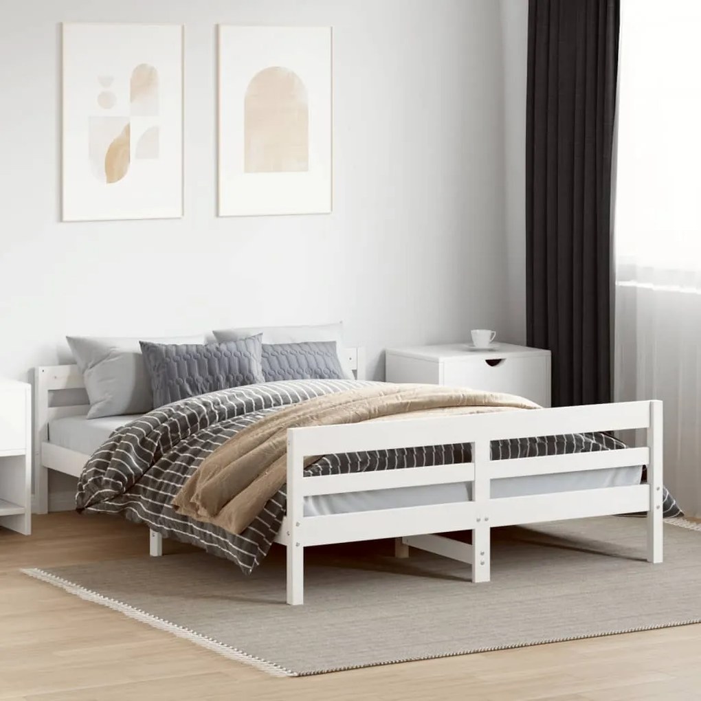 Giroletto con testiera bianco 120x200 cm legno massello di pino