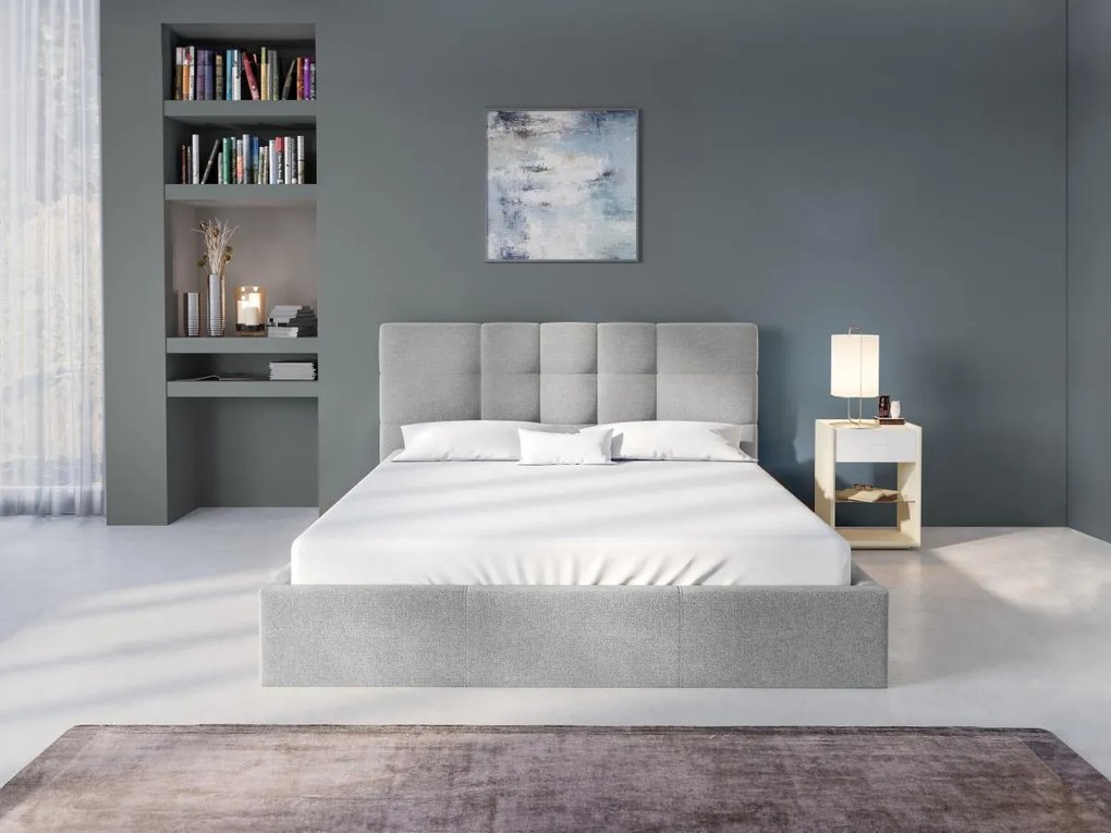 Letto con Contenitore 140 x 190 cm in Tessuto Grigio - ELIAVA di Pascal Morabito