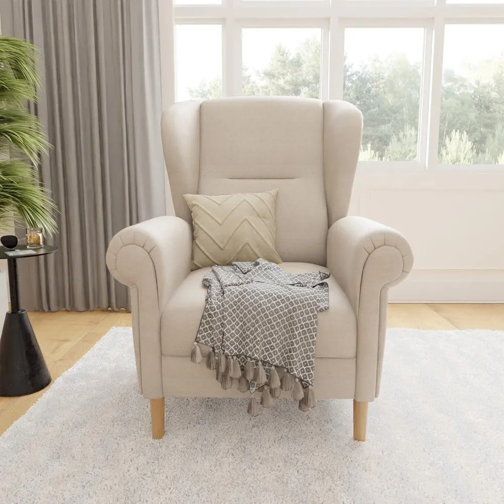 Poltrona con braccioli beige Swan – Ropez