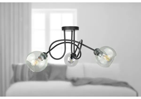 Lampadario a plafone EVIE 3xE27/60W/230V nero/limpido