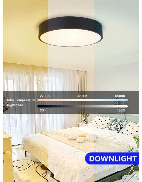 Immax NEO 07201L-Plafoniera LED dimmerabile RONDATE 28W/230V nero Tuya+RC