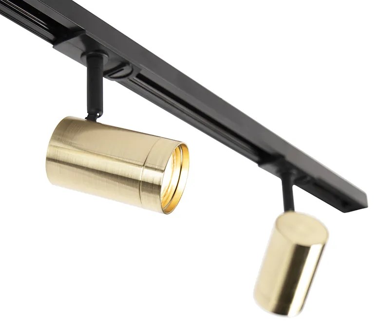 Sistema di illuminazione a binario Smart nero con oro 1 fase 3 luci incl. WiFi GU10 - Iconic Jeana