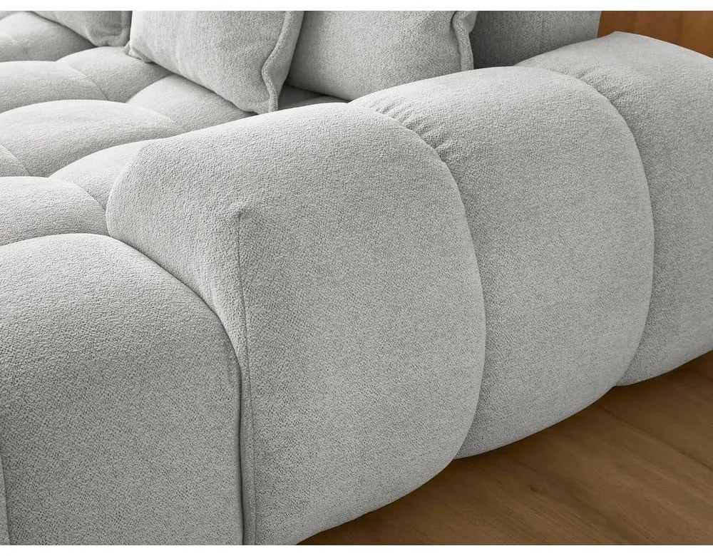 Divano angolare grigio chiaro allungabile e con contenitore (penisola a sinistra/a U) con rivestimento in ciniglia Everest – Bobochic Paris