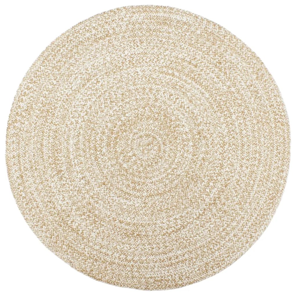 Tappeto Lavorato A Mano İn Juta Bianco E Marrone 210 Cm /