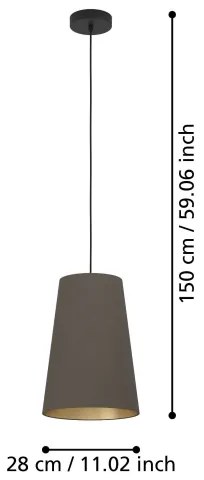Eglo 390195 - Lampadario a sospensione con filo PETROSA 1xE27/40W/230V marrone