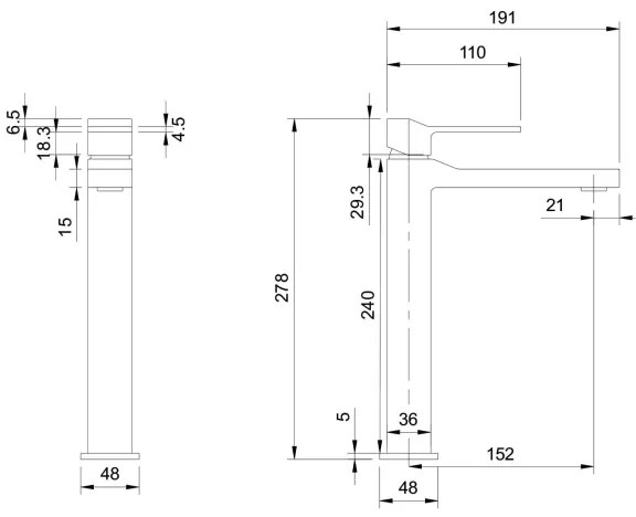 OMNIRES SL7712CR - Rubinetto del lavandino SLIDE 27,8 cm cromo lucido