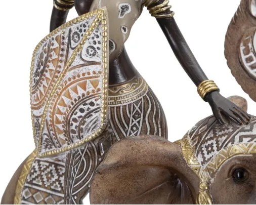 Masai Tribal Con Elefante Cm 22,5X12X32,5