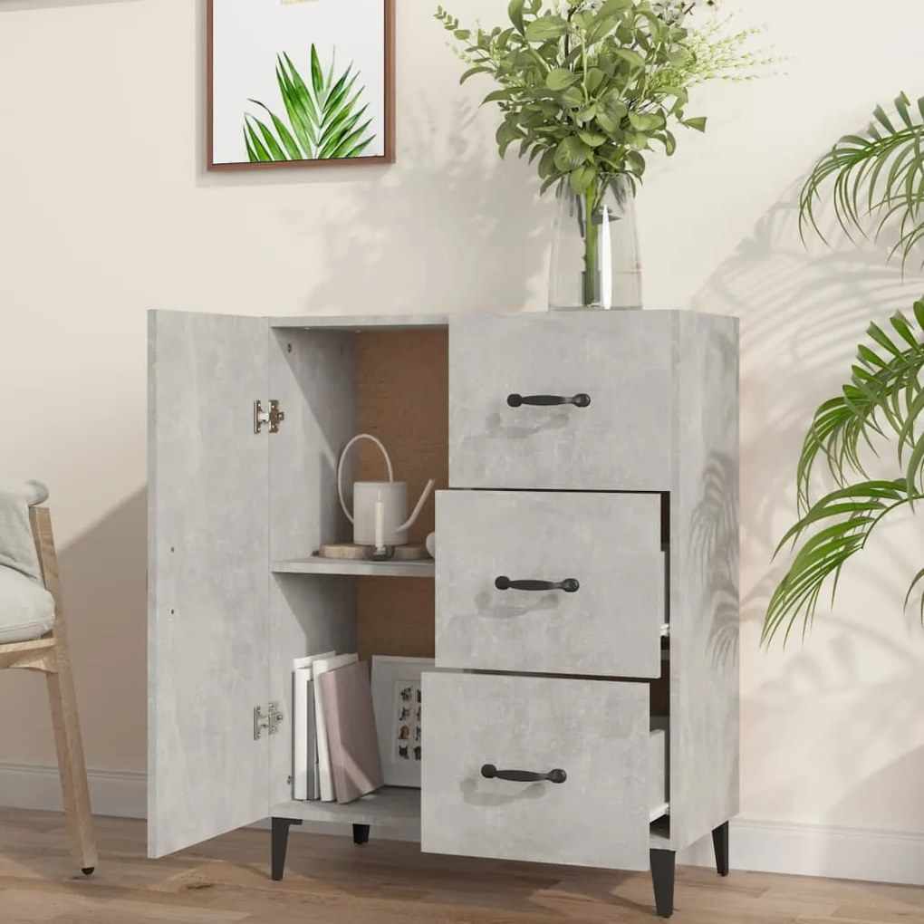 Credenza grigio cemento 69,5x34x90 cm in legno multistrato