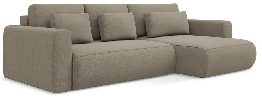 Divano angolare marrone chiaro allungabile/con contenitore (con penisola a destra/con chaise lounge) Kapua – Makamii
