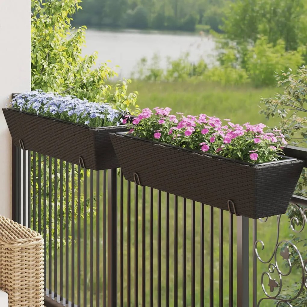 Fioriere Con Ganci 2 Pz Nere İn Polyrattan /