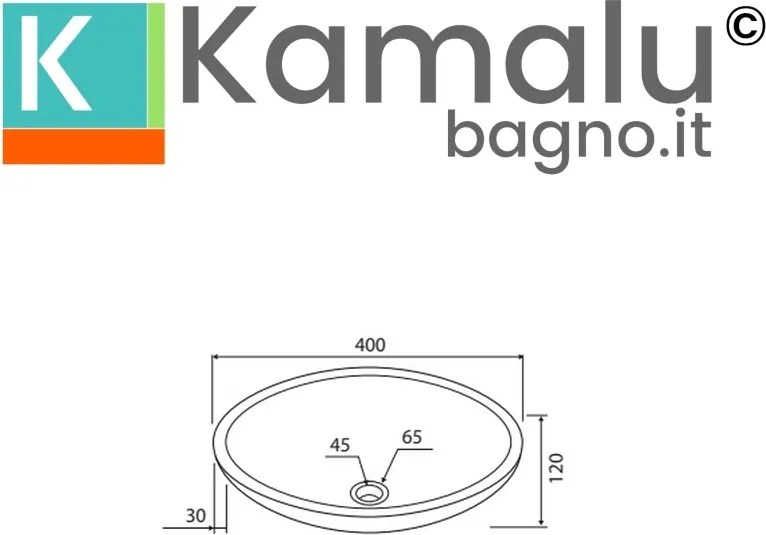 Lavabo bagno da appoggio in marmo crema 40cm | Litos-EC40 - KAMALU