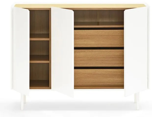 Cassettiera bassa bianca effetto rovere 110x85 cm Arista - Teulat