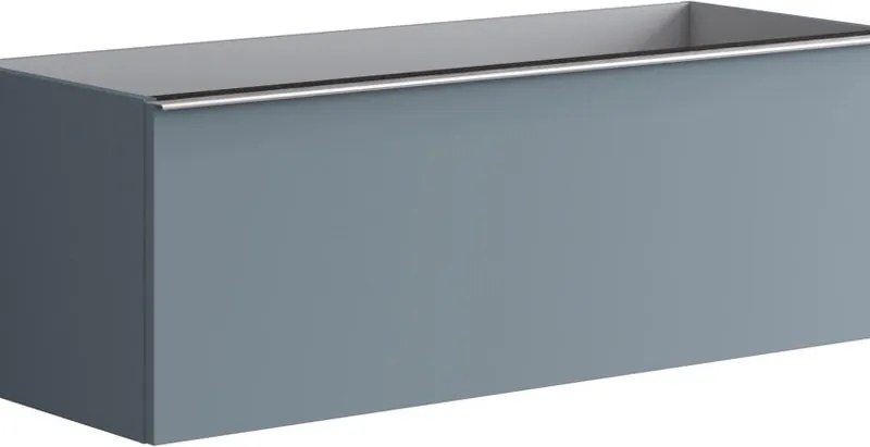 Mobile da bagno sospeso sotto lavabo Pixel plain 1 cassetto L 120 x H 40 x P 45.5 cm blu indaco laccato opaco, con maniglia alluminio brillante