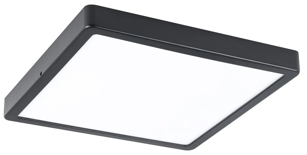 Plafoniera Quadrata Esterno Argolis 2 Acciaio Nero Policarbonato Bianco Led