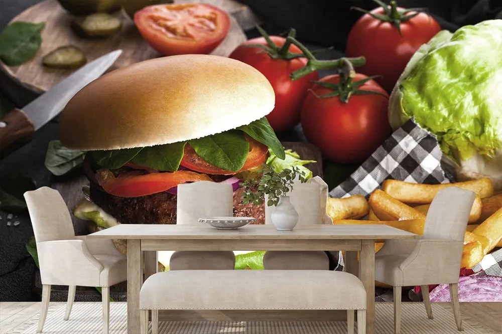 Carta da parati autoadesiva – Hamburger americano