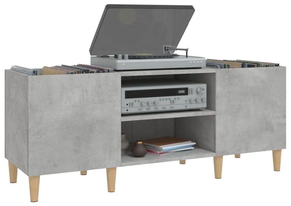 Mobile porta dischi grigio cemento 121x38x48 legno multistrato