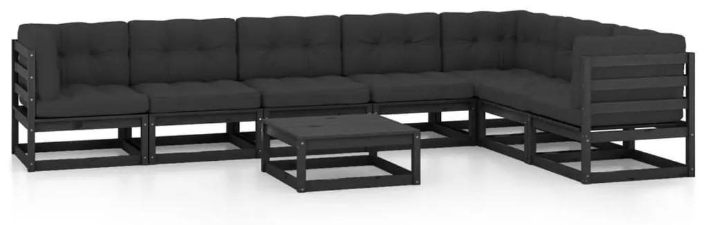 Set divani da giardino 8 pz con cuscini massello di pino nero