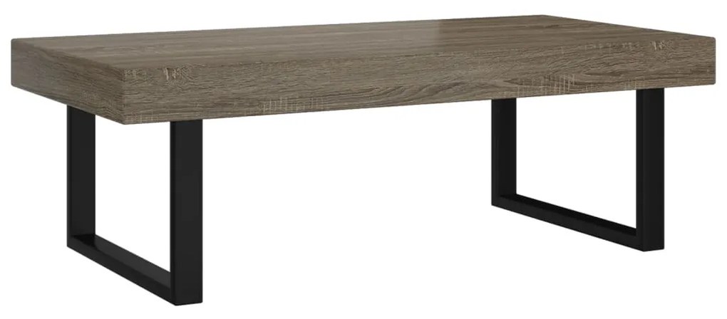 Tavolino da salotto grigio e nero 120x60x40 cm in mdf e ferro