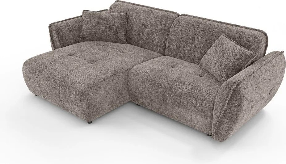 Divano angolare grigio tortora (con penisola a sinistra/con chaise lounge) con rivestimento in ciniglia Nelia – Ropez